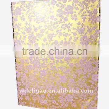 Embossed Flower Glitter Golden Color Paper Wrapping Ring Binder Desktop File Folder for Office Stationery Cardboard