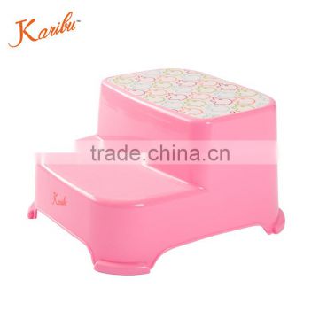 PM 3312 2016 Karibu Factory sell colorful Plastic Cartoon Baby Double Step Stool