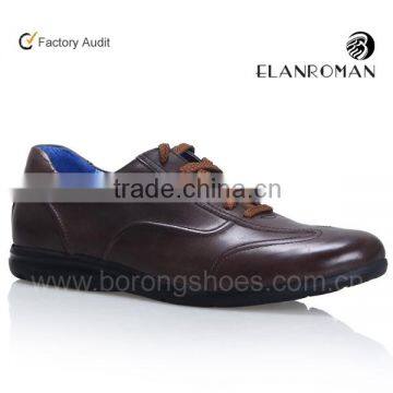 Brown popular men casual shoe for wholesale price men casual leather shoe