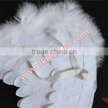 White Fabric Angel Wings Turkey Marabou Feather Christmas Ornament
