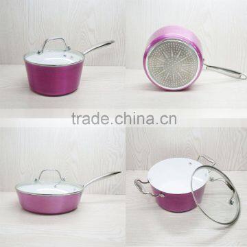 Aluminum metallic coating fry pan set cast steel handle magic pan