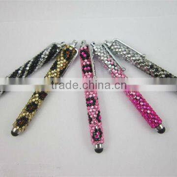 Beautiful bling stylus ball pen for touch screeen phone,ball pen with shiny stone decoration