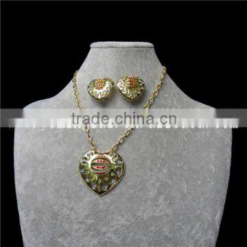 friendship heart necklace and bead earring sets