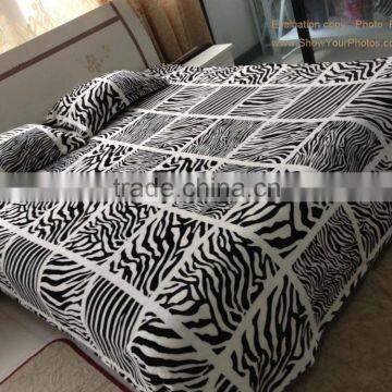 zebra pattern 3pcs flannel bed sets