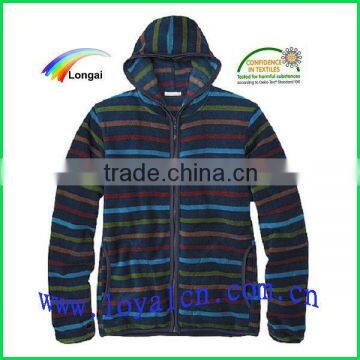 stripe print fleece jacket