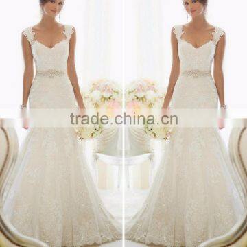 Cap Sleeve Lace Wedding Dresses Mermaid Ivory Sweetheart