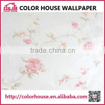 Guangzhou manufacture decorative vinyl wallpaper with 3D flower