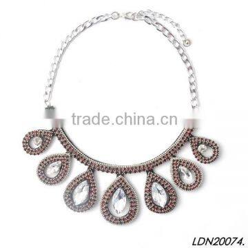 Fashion tear shape micro pave diamond ruby necklace