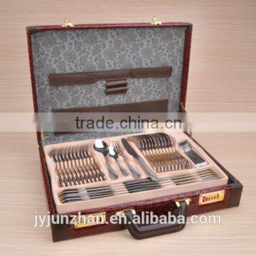 New arriving 72pcs stainless steel flatware with leather box