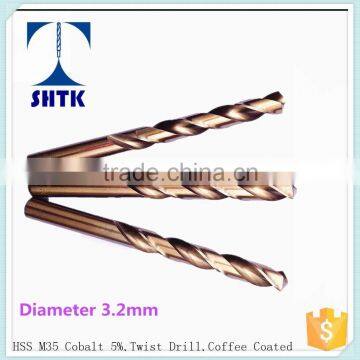 Drill Bit, HSS M35 Cobalt Drill Fully Ground Twist Drill Bit,Dia 3.2mm photo-3