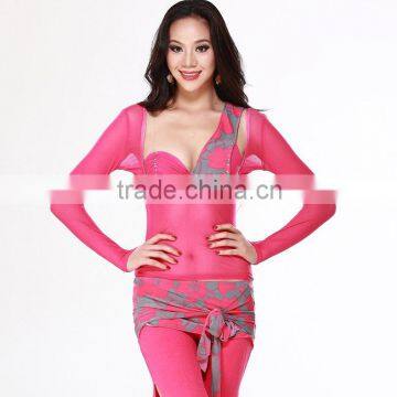 Breathable Mesh Fabric Long Sleeve hot sexy belly dance tops