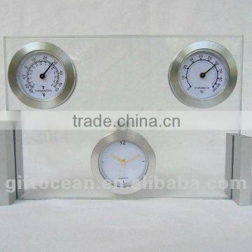 metal weather station clock, gifts clock, thermometer & hygrometer clock