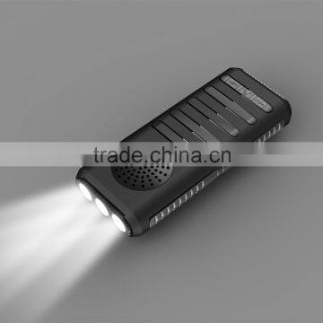 Power bank with bluetooth speaker with 3 pcs 18650 lithium battery and 3 led lamp