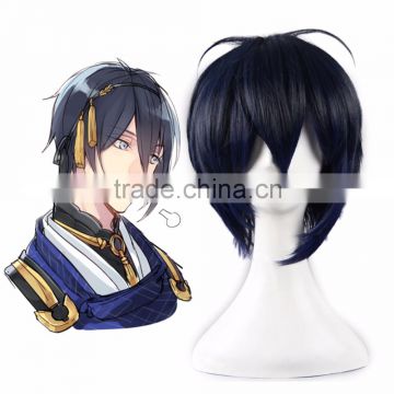 Free Shipping 35cm Short Mikazuki Munechika Wig Cosplay Blue/Black Wig Synthetic Anime Cosplay Wig