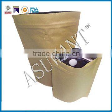 Bread Kraft Paper Bag With Window and Zipper Heat Seal Kraft Rice Paper Valve Bag photo-2