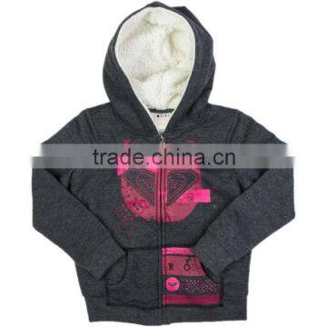 lovely little girl's winter heavy zipper-up hoodies/winter wear cute hoodies for kids