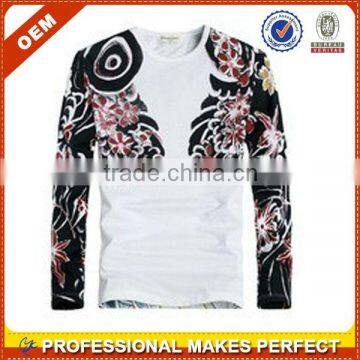 Tattoo printing long sleeves men's t-shirt wholesale(YCT-B0199)