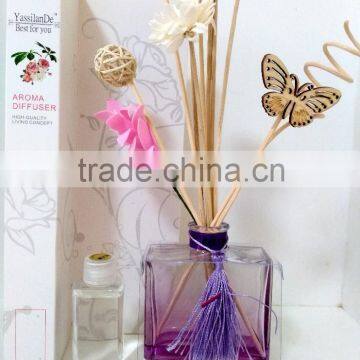 Pure Natural Aroma Flower Reed Diffuser With Glass Bottle,Carved Butterfly,Rattan Sticks For Home Decoration