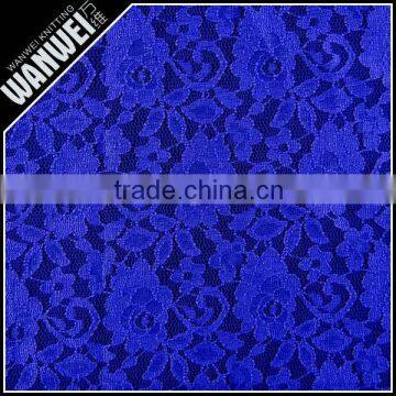 blue and pink flowers designer nylon spandex polyester lace fabric for double color for beautiful cloting skirts T-089