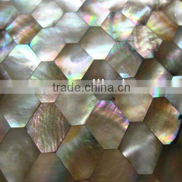 Brown lip mother of pearl seashell mosaic tile hexagon