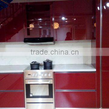 European High Gloss Paint/Matt Paint Swedish Style Kitchen Cabinet / Chinese Red Gloss Paint/ Oven With 4 Head