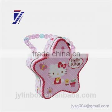 with handle fancy star shape tin box for candy