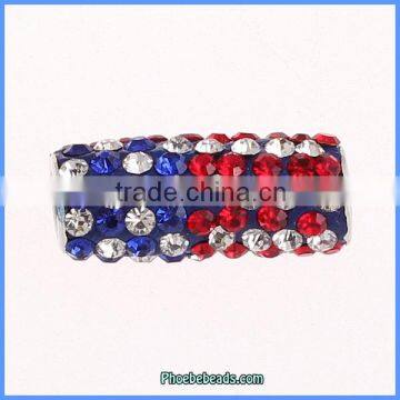 Wholesale Hot Sale Tube Shaped Cystal USA Flag Beads CTB-S003