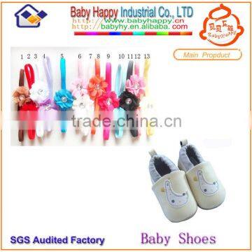 baby shoes leather and funny headband