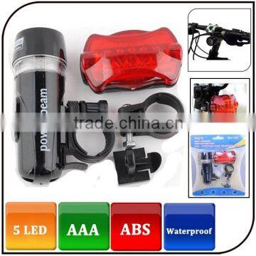 multifucation 5 led front light and tail light waterproof IP65 led bicycle light set