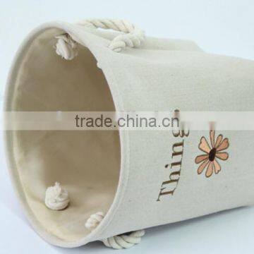 YIWU RODA Cotton Embroidery Bin Canvas Toys Receive Basket Sundry Receive Storage Basket Bathroom Laundry Basket photo-2