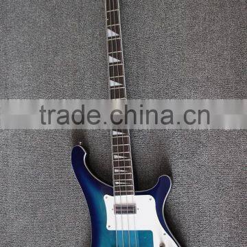 Weifang Rebon 4 string ricken neck through body electric bass guitar in blue sunburst colour