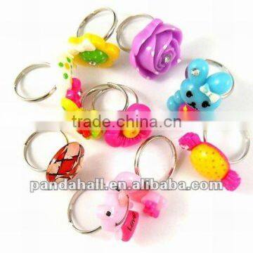 Resin Rhinestone Colored Children Finger Jewelry Rings(RJEW-R032)