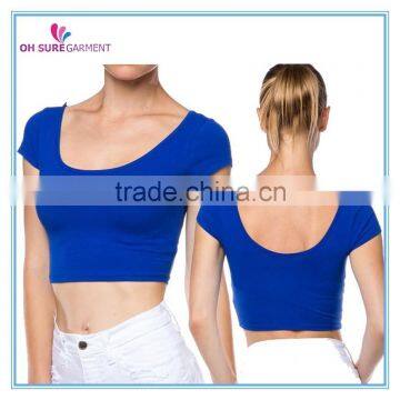 cotton/spandex midriff womens crop top