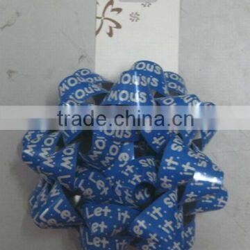 HOT SALE! 5" Blue Snowflake Printing Poly Ribbon Star Bow