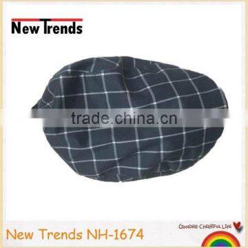 Black & white check pattern polyester man flat hat