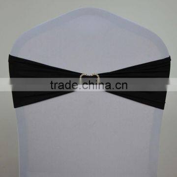 Black wedding spandex chair sash/band with heart shape metal diamond buckle for sales