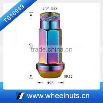 Rainbow color/ 2/3"/17mm hex/Titanium coating wheel nut