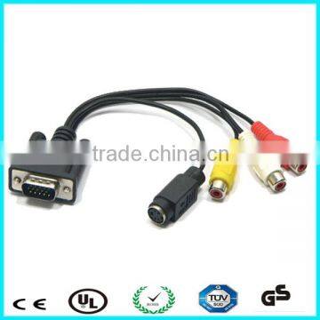 RGB to vga pc computer to TV s video vga to 4pin rca av converte cable