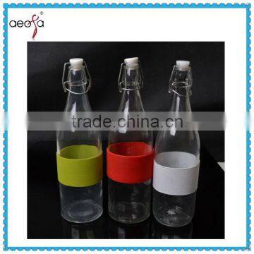 New design clear decorative empty clear glass milk bottles