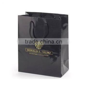 Glossy laminated black colour shopping paper bag