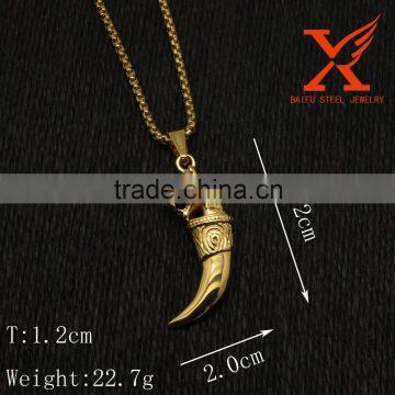 Stainless Steel Simple Gold Pendant Design Tiger Tooth Pendant Necklace