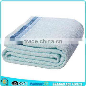 100% cotton soft terry plain color bath towel with stripes broder dobby border bath towel with stripes