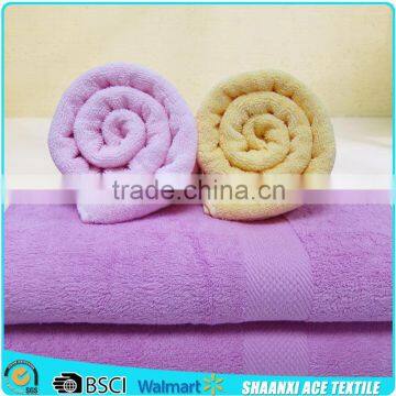 100% cotton thick and soft terry material one color satin hotel towel