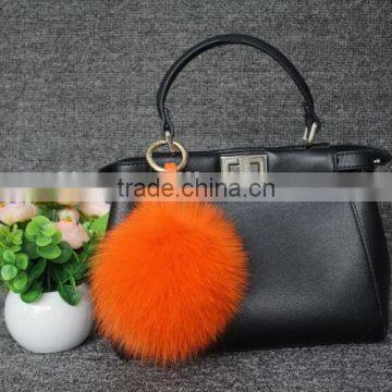 New Design Real Fur KeyChain Key Ring fox Fur Pom Pom Fox Keyrings Accessory For Valentine's Day