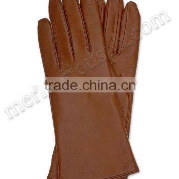 Light Brown Women Leather Fashion Dressing Gloves