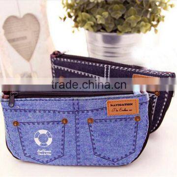 Creative denim shorts big capacity pencil case