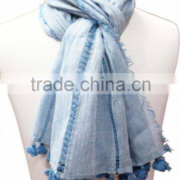 Handwoven Cotton tassel scarf pompom scarves indian scarves