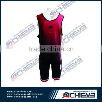 China Club competition dry fit customized heat transfer wrestling jersey