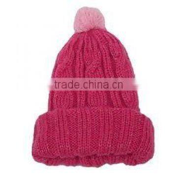 womens cable knit beanie with pom pom