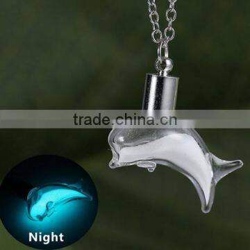 Tiny Dolphin Shape Glass Pendant Lampworking Handmade Glass Jewelry Pendant Glass Dolphin Pendant